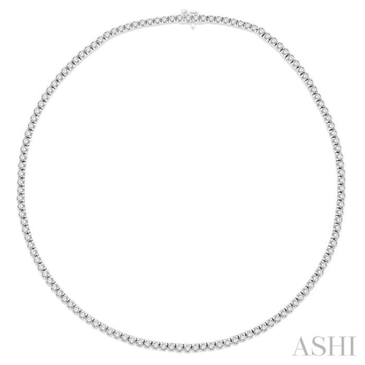 10 Ctw Round Cut Diamond Tennis Necklace in 14K White Gold