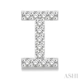 1/10 Ctw Initial 'I' Single Cut Diamond Earrings in 10K White Gold