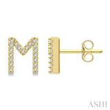1/8 Ctw Initial 'M' Single Cut Diamond Earrings in 10K Yellow Gold