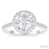 1/2 Ctw Circular Shape Round Cut Diamond Halo Semi-Mount Engagement Ring in 14K White Gold