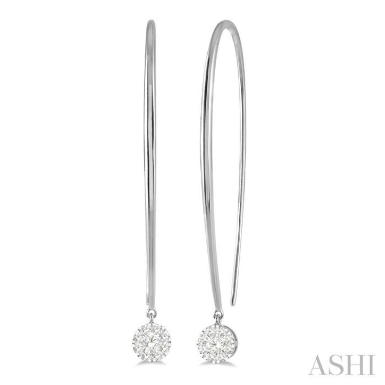 1/3 Ctw Round Dangler Lovebright Diamond Earring in 14K White Gold