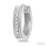 1/10 Ctw Scooped Center Round Cut Diamond Huggie Petite Earrings in 10K White Gold