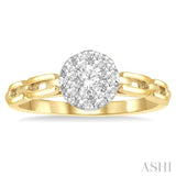 3/8 Ctw Lovebright Round Cut Diamond Paperclip Link Engagement Ring in 14K Yellow and White Gold