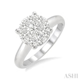 1/2 Ctw Lovebright Round Cut Diamond Bridal Ring in 14K White Gold