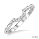 1/10 Ctw U-Shape Center Round Cut Diamond Wedding Band in 14K White Gold