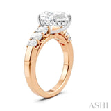 1 Ctw Pear Shape Emerald and Round Cut Diamond Semi-Mount Engagement Ring in 14K Rose and White Gold