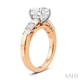 1 Ctw Round Shape Emerald and Round Cut Diamond Semi-Mount Engagement Ring in 14K Rose and White Gold