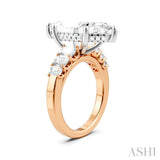 1 1/4 Ctw Marquise Shape Emerald and Round Cut Diamond Semi-Mount Engagement Ring in 14K Rose and White Gold