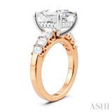 1 1/4 Ctw Princess Shape Emerald and Round Cut Diamond Semi-Mount Engagement Ring in 14K Rose and White Gold