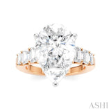 1 1/4 Ctw Pear Shape Emerald and Round Cut Diamond Semi-Mount Engagement Ring in 14K Rose and White Gold