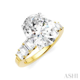 1 1/4 Ctw Oval Shape Emerald and Round Cut Diamond Semi-Mount Engagement Ring in 14K Yellow and White Gold