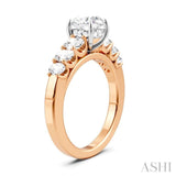 1 Ctw Round Shape Oval and Round Cut Diamond Semi-Mount Engagement Ring in 14K Rose and White Gold