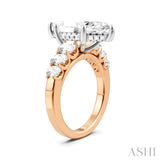 1 1/4 Ctw Marquise Shape Oval and Round Cut Diamond Semi-Mount Engagement Ring in 14K Rose and White Gold