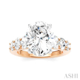 1 1/4 Ctw Oval Shape Oval and Round Cut Diamond Semi-Mount Engagement Ring in 14K Rose and White Gold