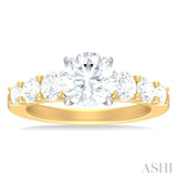 1 1/10 ctw Round Shape Round Cut Diamond Semi Mount Engagement Ring in 14K Yellow and White Gold