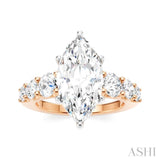 1 1/5 Ctw Marquise Shape Round Cut Diamond Semi-Mount Engagement Ring in 14K Rose and White Gold