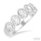 1 1/2 Ctw 5-Stone Bezel Set Oval Cut Diamond Fashion Band in 14K White Gold