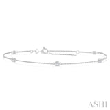 1/4 Ctw Princess Cut Diamond Station Bracelet in 14K White Gold