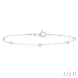 1/6 ctw Round Cut Diamond Paperclip Station Bracelet in 14K White Gold