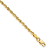 14K 7 inch 2.25mm Diamond-cut Rope with Lobster Clasp Chain