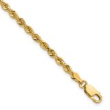 14K 7 inch 3mm Diamond-cut Rope with Lobster Clasp Chain