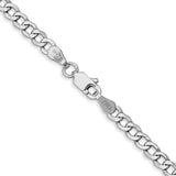 14K White Gold 20 inch 3.35mm Semi-Solid Curb with Lobster Clasp Chain
