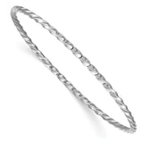 14k White Gold Polished Twisted 2.50mm Slip-on Round Bangle Bracelet