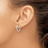 14k White Gold 1/4 carat Diamond Complete Hinged Hoop Earrings