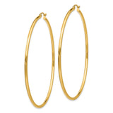 14k 2x65mm Polished Tube Hoop Earrings