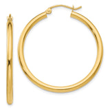 14k 2.5x35mm Polished Lightweight Tube Hoop Earrings