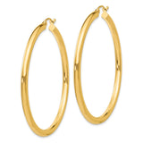 14K 3x50mm Polished Lightweight Tube Hoop Earrings