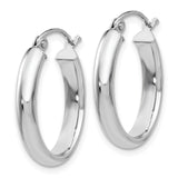 14k White Gold 3.75x21mm Polished Oval Tube Hoop Earrings