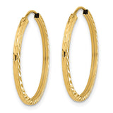 14k Diamond-cut Square Tube Endless Hoop Earrings