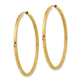 14k 1.35x40mm Diamond-cut Square-Tube Endless Hoop Earrings