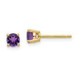 14k 4mm Round Amethyst Post Earrings