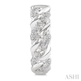 1/10 Ctw Single Cut Diamond Curb & Cuban Earrings in Sterling Silver