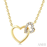 1/10 Ctw Round Cut Diamond  Interlocked Heart Fashion Petite Pendant With Chain in 10K Yellow Gold