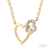 1/10 Ctw Round Cut Diamond  Interlocked Heart Fashion Petite Pendant With Chain in 10K Yellow Gold