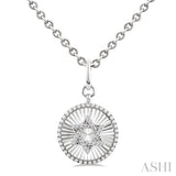 1/10 Ctw Round Fluted Medallion Single Cut Diamond Star of David Pendant With Chain in Sterling Silver