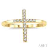 1/6 Ctw Cross Petite Round Cut Diamond Ring in 10K Yellow Gold