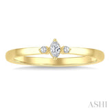 1/10 Ctw Three Stone Marquise and Round Cut Diamond Petite Fashion Ring in 10K Yellow Gold
