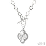 1/10 Ctw Clover Fluted Toggle Round Cut Diamond Fashion Necklace in Sterling Silver
