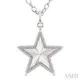 1/10 Ctw Star Fluted Medallion Single Cut Diamond Pendant With Chain in Sterling Silver