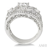 1 1/2 Ctw Round Cut Diamond Semi-Mount Engagement Ring in 14K White Gold