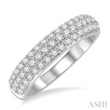 1/2 Ctw Triple Row Pave Set Round Cut Diamond Wedding Band in 14K White Gold