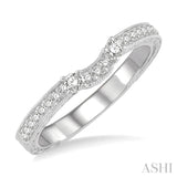 1/5 Ctw Curved Center Foliage Engraved Round Cut Diamond Wedding Band in 14K White Gold