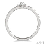 1/8 Ctw Floral Motif Round Cut Diamond Petite Fashion Ring in 10K White Gold