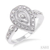 1/20 Ctw Pear Shape Round Cut Diamond Ring in Sterling Silver