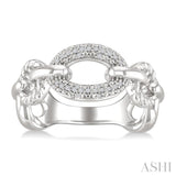 1/10 Ctw Round Cut Diamond Bold Oval Shape Rope Link Ring in Sterling Silver