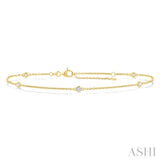 1/4 Ctw Round Cut Diamond Station Bracelet in 14K Yellow Gold